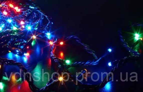 Светодиодная Гирлянда нить 401 led RGB разноцветная (черный провод)