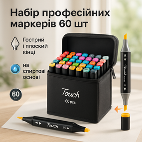 Двосторонні художні маркери для малювання 60, Фломастери професійні маркери, Скетч-маркери сумкою XE-76
