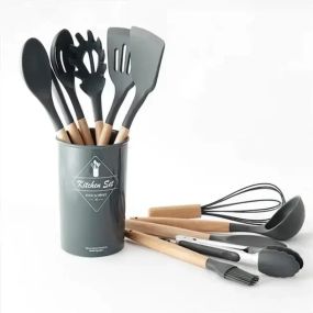 Набор кухонных принадлежностей силиконовый  Kitchen Set RB-2239 серый (12 предметов)