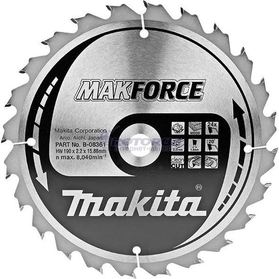 Диск пильный по дереву 190х15.88 мм 24T Makita Makforce B-08361