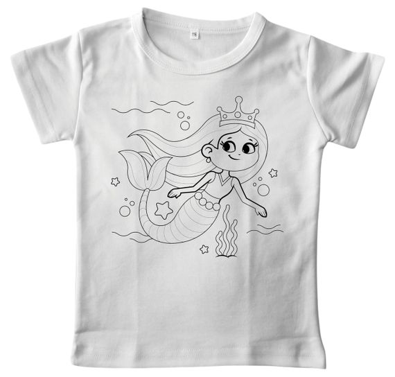 Детский набор для творчества футболка раскраска Русалочка белая (ДФ0015) 122 | Зображення 4