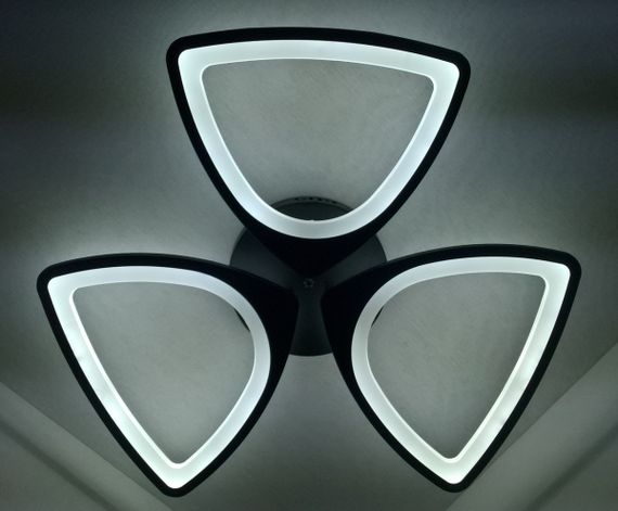 Люстра світлодіодна стельова LED світильник для квартири на стелю лед з пультом 25596 Чорний 9х63х63 см.