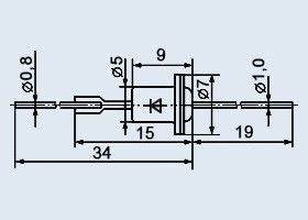КС527А Стабілітрон 27V. (24,3.. 29,7 В) Корпус КД8 | Зображення 1