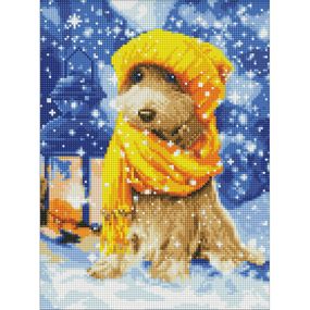 Алмазная мозаика без подрамника  "Пушистый друг" с голограммными стразами AMC7770 30х40 см