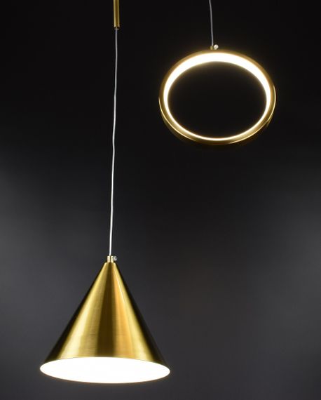 Люстра світлодіодна підвісна LED світильник для квартири на стелю лед 26845 Латунь 65-200х40х18 см. | Зображення 2