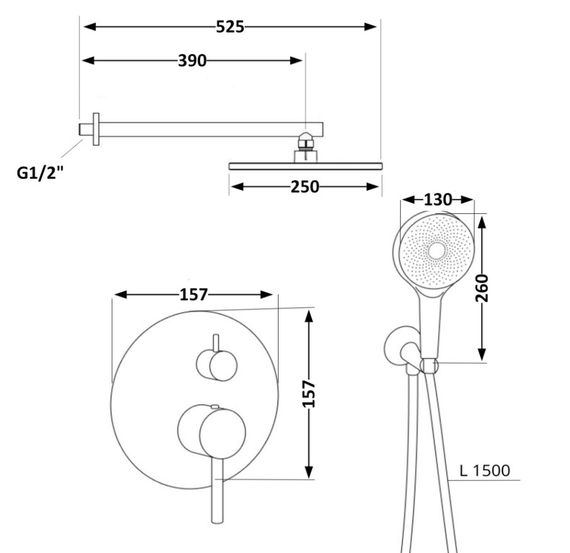 Душова система універсальна Qtap Scorpio Black Matt прихованого монтажу QTSCO113BLM45897 | Зображення 9
