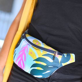 Сумка на пояс бананка Bumbag Тропические листья 27x16 см (BB_20J020_TSI)