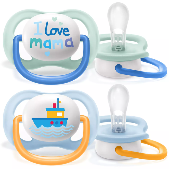 Пустушка Avent ортодонтична Ultra Air I love для хлопчиків 0-6 міс 2шт SCF080/01 (SCF080/01)