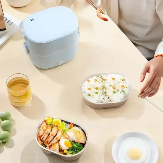 Ланч-бокс с подогревом объемом 1 л на два контейнера с крышками LY-800 | Зображення 4