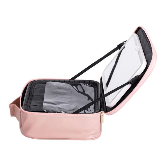 Органайзер косметичка из эко кожи с зеркалом и подсветкой 26×22×9 см HP-10-2AP | Зображення 5