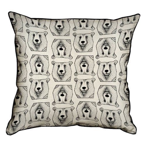 Подушка с мешковины Мордашки медведя 45x45 см (45PHB_TFL006_BL)
