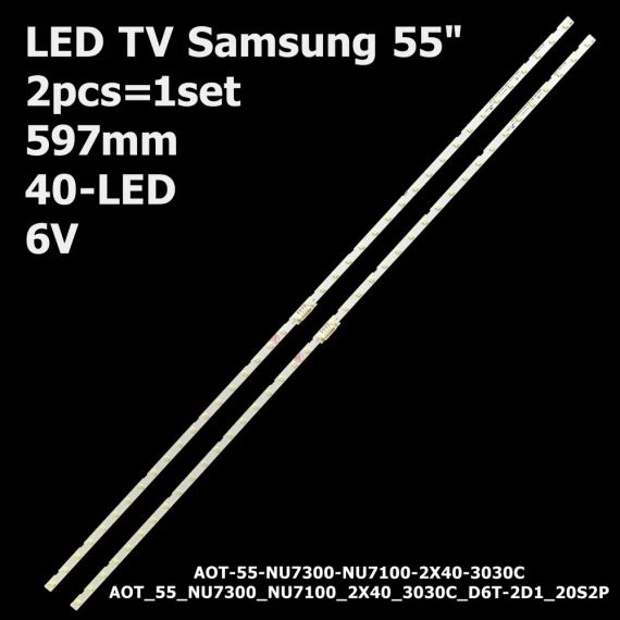 LED підсвітка Samsung TV 55" AOT_55_NU7100_2X40_3030C_d6t_2d1 UN55RU7100 UN55RU7200 UN55RU7300 UN55TU8300 1шт. Світлодіод 3х3 мм