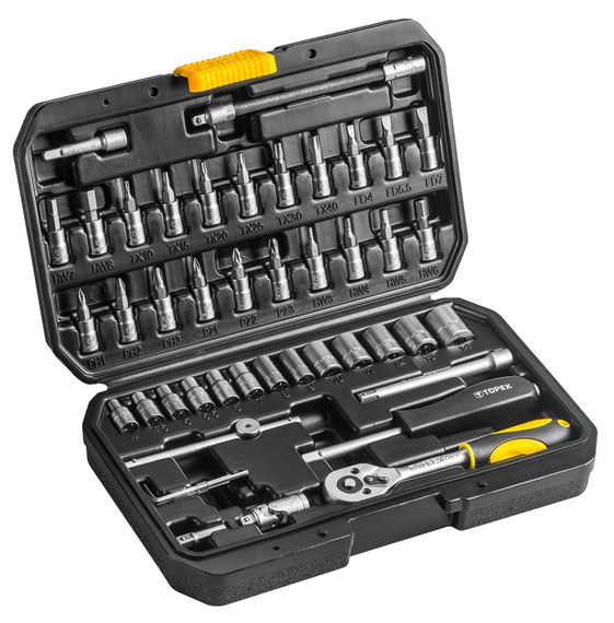 Набір ключів та головок торцевих TOPEX 1/4" Cr-V 46 шт 38D640
