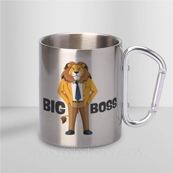 Кружка металева з карабіном "Big Boss" 300 мл Срібляста | Зображення 1