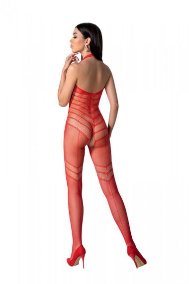 Бодістокінг з плетінням на животику Passion BS100 One Size, red, декоративний шов, з доступом | Зображення 1