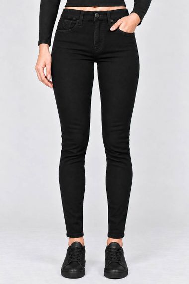 Джинси жіночі однотонні Slim fit, колір чорний, 244RF-81739
