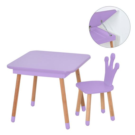 Столик со стулом "Корона" 09-025V-BOX с ящиком, фиолетовый | Зображення 1