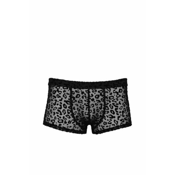 Мужские шорты Noir Handmade S из прозрачной эластичной сетки с леопардовым принтом, чёрные? Sex Aura | Зображення 2