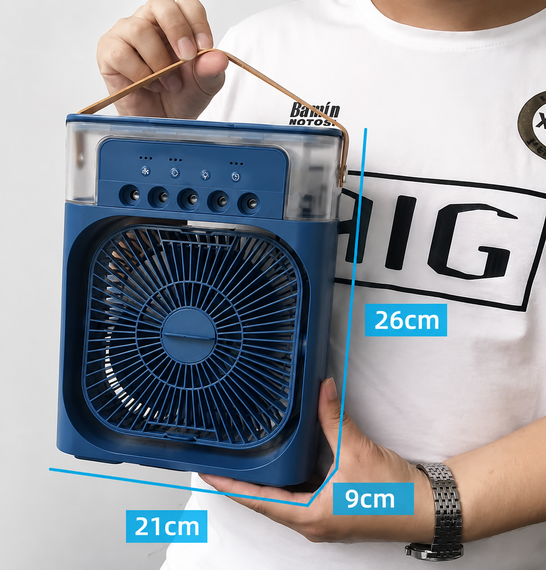 Вентилятор кондиционер Fan 9418 увлажнитель 3в1 с контейнером для льда Mini Portable USB Air Cooling Синий | Зображення 3