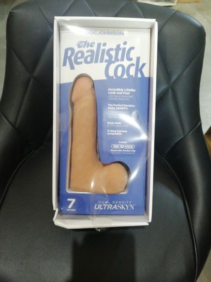 Фалоімітатор Doc Johnson The Realistic Cock ULTRASKYN 7 Inch with Balls Vanilla (м'яте паковання!!!) Sex Aura | Зображення 1