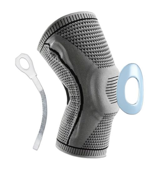 Бандаж (наколінник) ортопедичний для колінного суглоба EasyFit з ребрами жорсткості та силіконовою вставкою (сірий), розмір S (EF-0079-S)