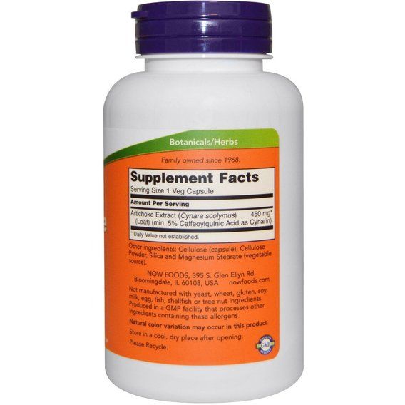 Артишок NOW Foods Artichoke Extract 450 mg 90 Veg Caps | Зображення 1