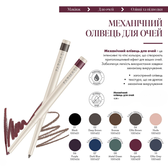 Механический карандаш для глаз Farmasi 10 Glitz Grey 0,35 | Зображення 3