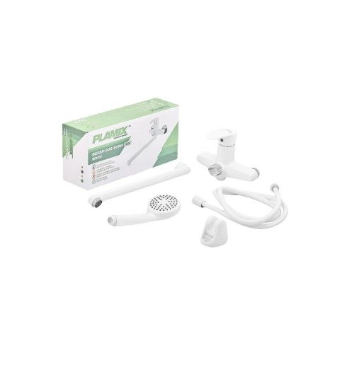 Змішувач для ванни Plamix Cezar-006 EURO SET White (з шлангом, лійкою та кронштейном) (PM0666) | Зображення 6