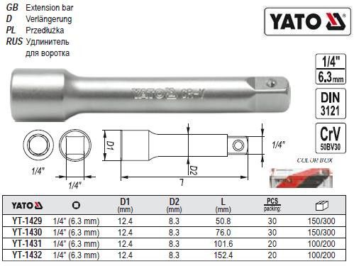 Удлинитель YATO Польша M=1/4"(6,3) L=51 YT-1429