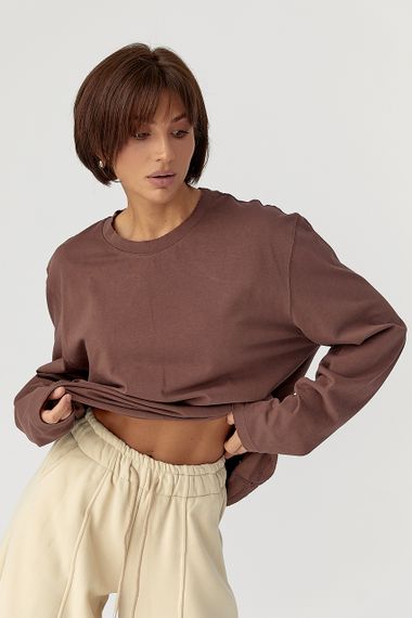 Однотонний базовий лонг oversize - коричневий цвет, ONE SIZE (є розміри) | Зображення 4