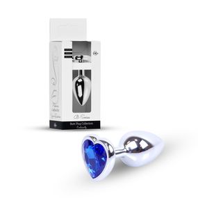 Анальна пробка - Jewellery Silver  Heart PLUG- Dark Blue
