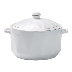 Супница керамическая с крышкой и ручками 2,2 л Белая