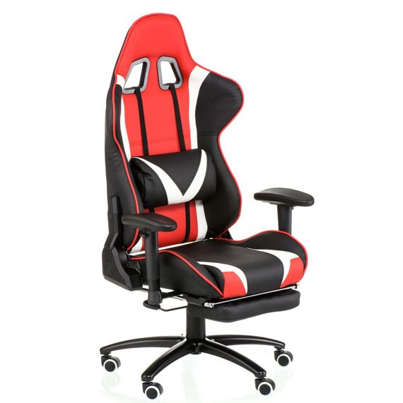 Кресло геймерское Special4You ExtremeRace blackredwhite with footrest | Зображення 6