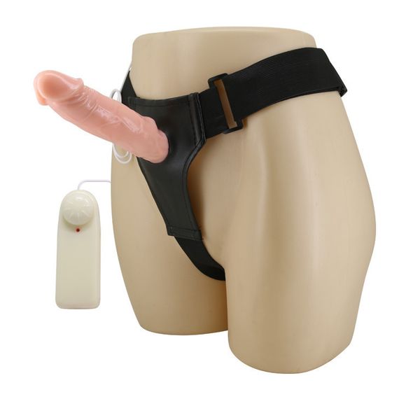 Страпон порожнистий (фалопротез) з вібрацією Baile Vibrating Strap On, беж, 19 × 4 см Sex Aura | Зображення 4