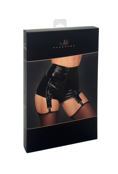 Шортики Noir Handmade F325 Glam, S, black, винил, высокая талия, крепление для чулок, с доступом, Черный, XL | Зображення 7