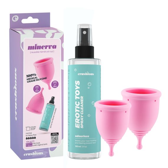 Набор менструальных чаш CRUSHIOUS Minerva, S и L, с чехлом и очистителем игрушек, 150 мл Sex Aura