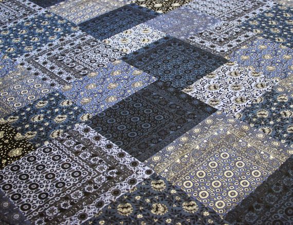 Батист італійський бавовняний натуральний ромби patchwork з орнаментом G 214 | Зображення 3
