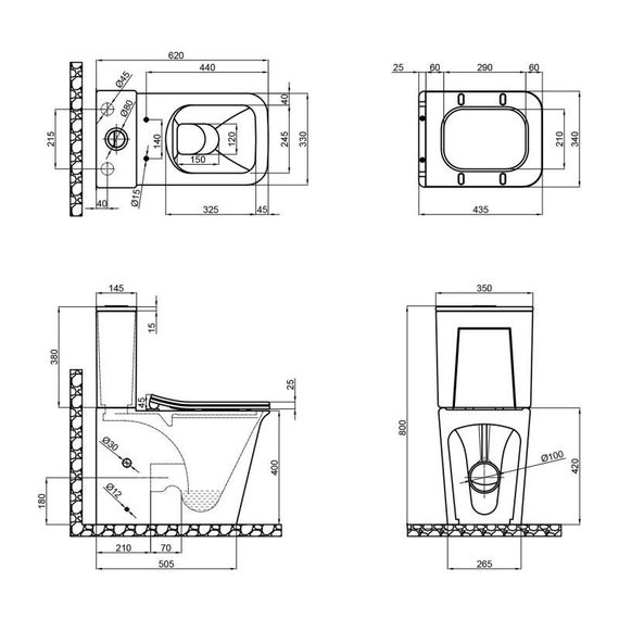 Бачок Qtap Nando унітаза підлогового нижнього підведення QT12221222AW2 | Зображення 1