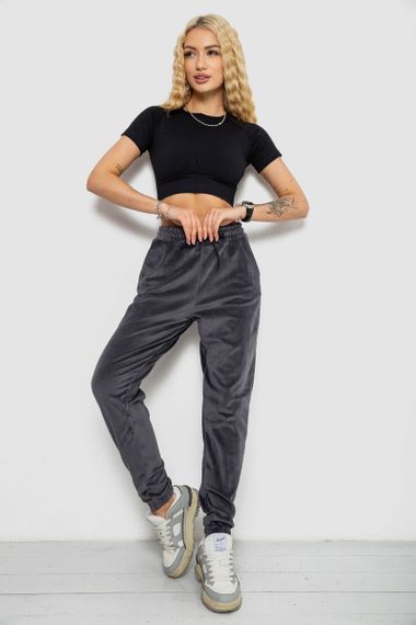 Спортивні штани жіночі велюрові, колір сірий, 238R58646 | Зображення 1