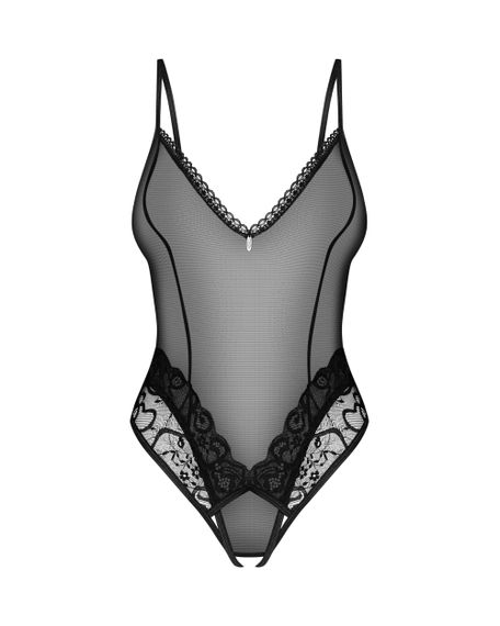 Боди с разрезом Obsessive Blomentis Черное M/L | Зображення 3