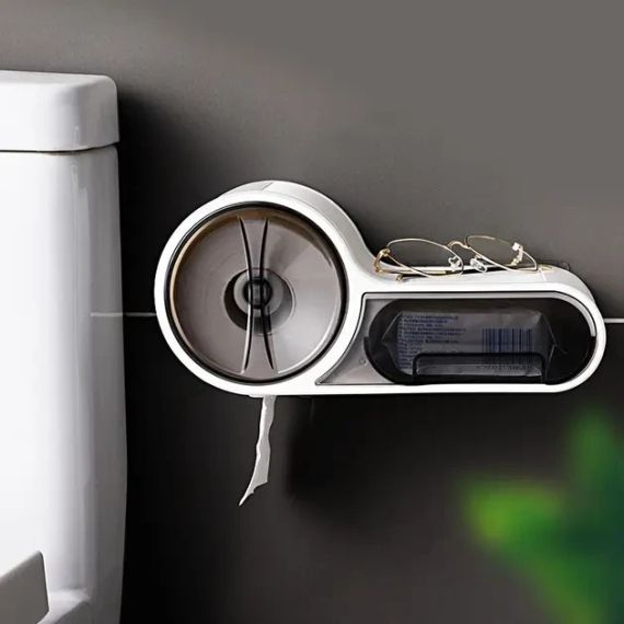 Тримач для туалетного паперу, Білий / Клейкий настінний утримувач для паперу | Зображення 2