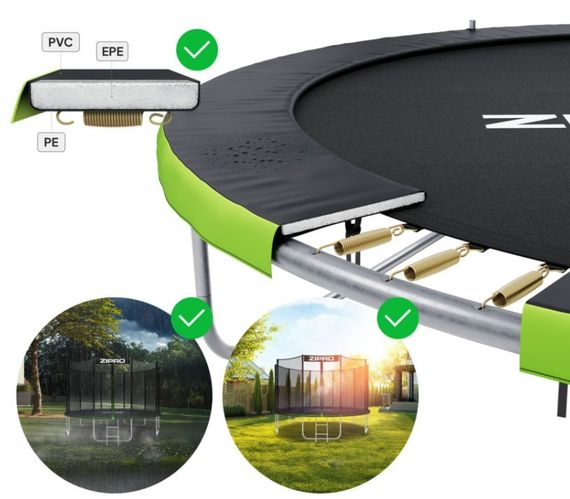 Батут із внутрішньою сіткою Zipro Jump Pro 8 футів 252 см чорно-зелений (5902659840714) | Зображення 5
