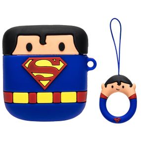 Силіконовий футляр Marvel&DC series для навушників AirPods 1/2 + кільце Супермен/Синий