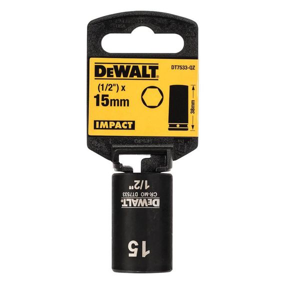 Головка торцевая ударная короткая 15мм IMPACT DeWALT DT7533 | Зображення 1
