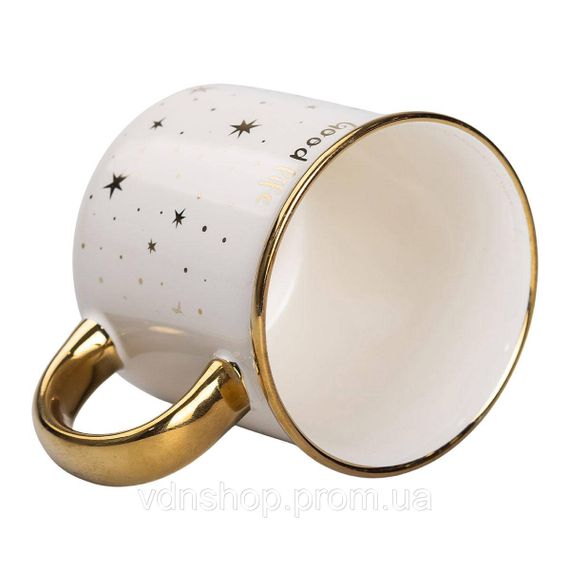 Чашка фарфоровая с золотым ободком и позолоченной ручкой 320 (мл) Good life Белая RX-N231506W | Зображення 2