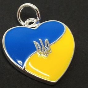 Підвіска "Серце України" 17х18 мм, колір срібло (гіппоалергенний сплав)