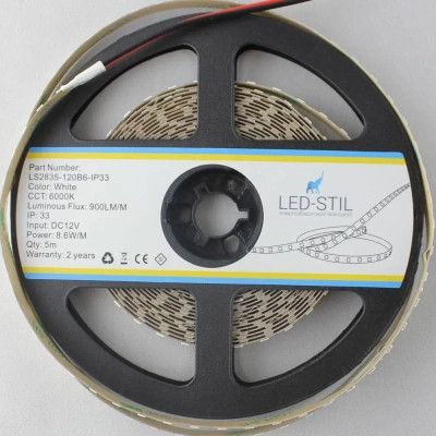 Светодиодная лента LED-STIL 6000K 8,6 Вт/м 2835 120 діодів IP33 12 Вольт 900 lm (LS2835-120B6-IP33) | Зображення 2