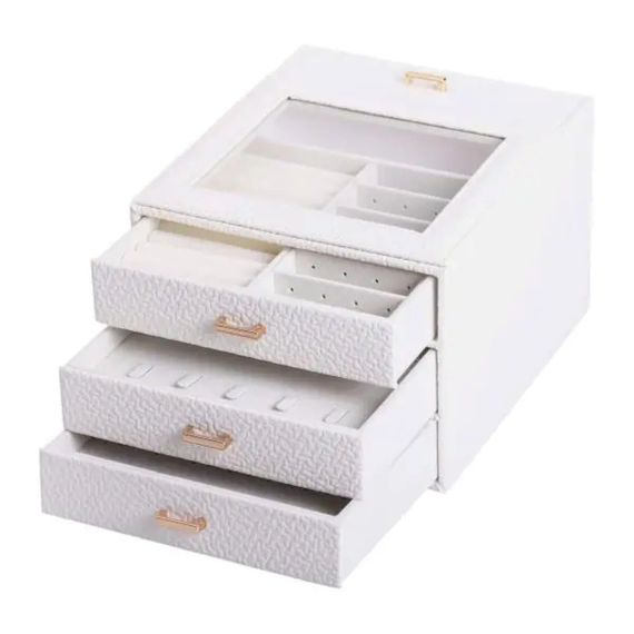 Скринька для прикрас з еко шкіри 3 яруси органайзер для ювелірних виробів HP-5-16W | Зображення 5