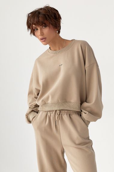 Вільний теплий спортивний костюм - світло-коричневий цвет, S/M (є розміри) | Зображення 2