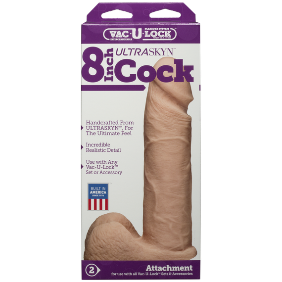 Фалоімітатор Doc Johnson Vac-U-Lock - 8 Inch ULTRASKYN Cock White, діаметр 5,1 см | Зображення 4